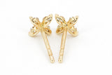 Diamond Floral Stud Earrings - 14k Yellow Gold - 0.24ctw