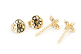 Diamond Floral Stud Earrings - 14k Yellow Gold - 0.24ctw