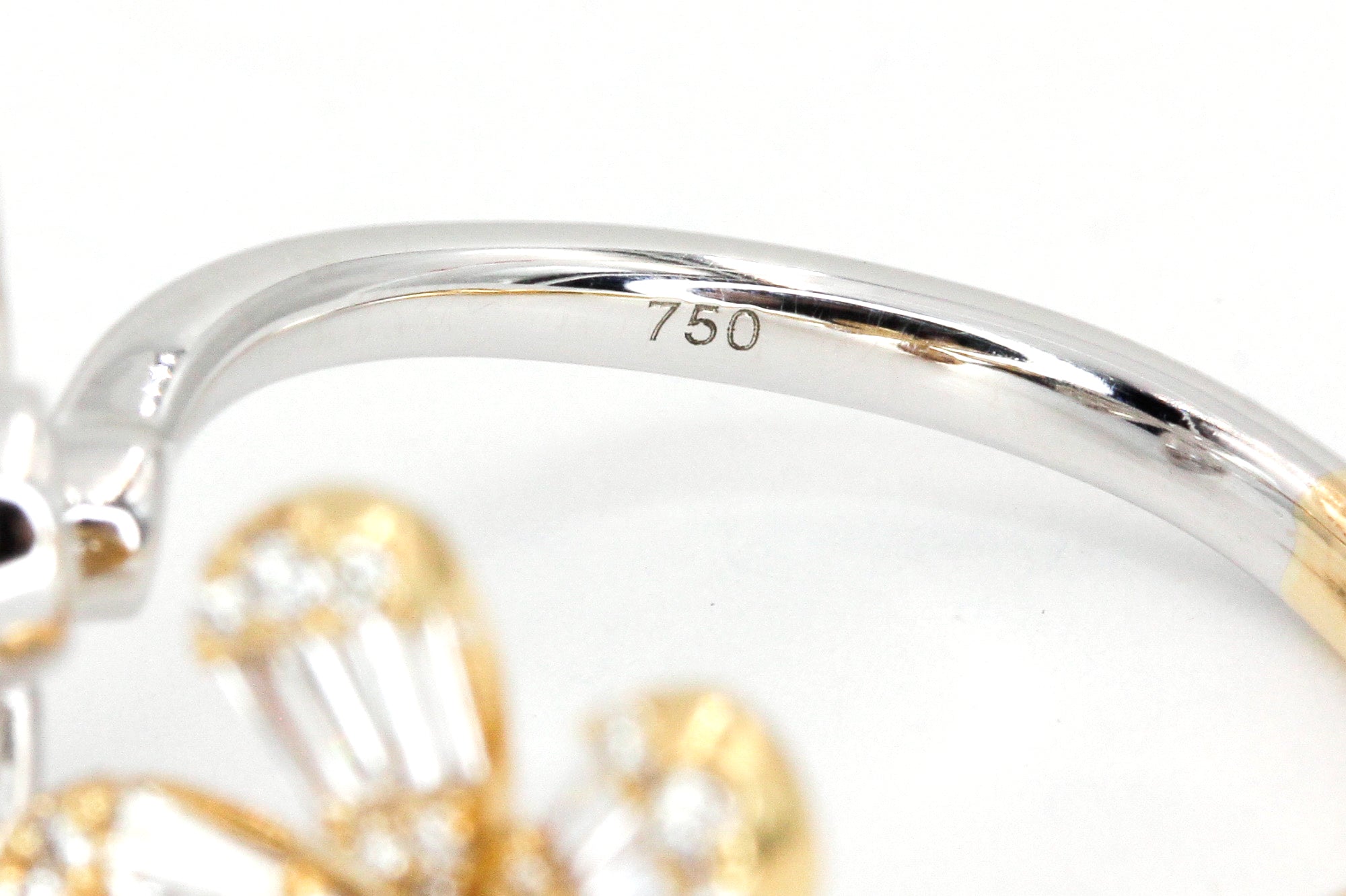 Diamond Flower Bypass Ring - 18k Two Tone Gold - 1.00ctw