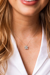 Diamond Flower Pendant Necklace - 14k White Gold - 0.46ctw