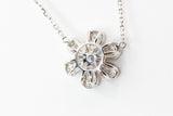 Diamond Flower Pendant Necklace - 18k White Gold - 0.90ctw