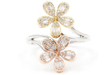 Diamond Flower Ring - 14k Tri-Color Gold - 0.50ctw