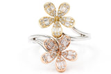 Diamond Flower Ring - 14k Tri-Color Gold - 0.50ctw