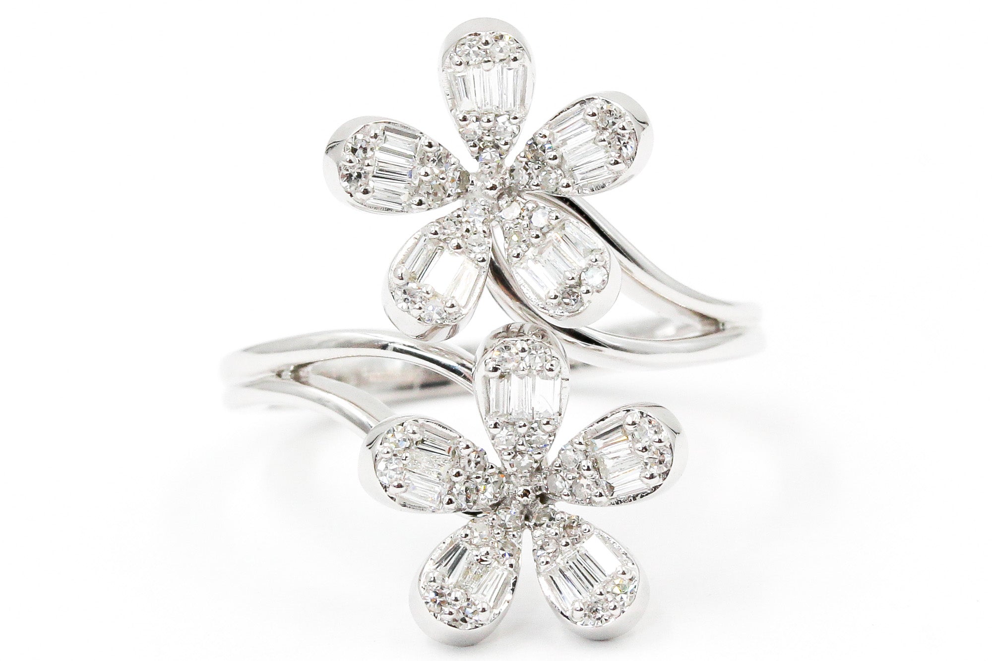 Diamond Flower Ring - 14k White Gold - 0.50ctw