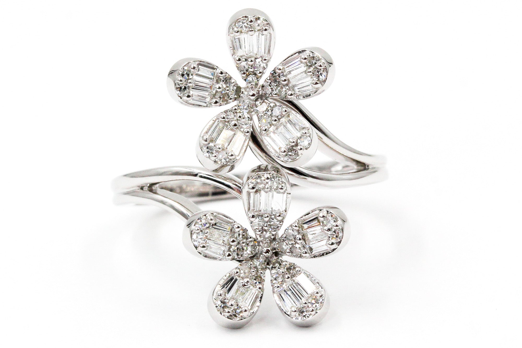 Diamond Flower Ring - 14k White Gold - 0.50ctw
