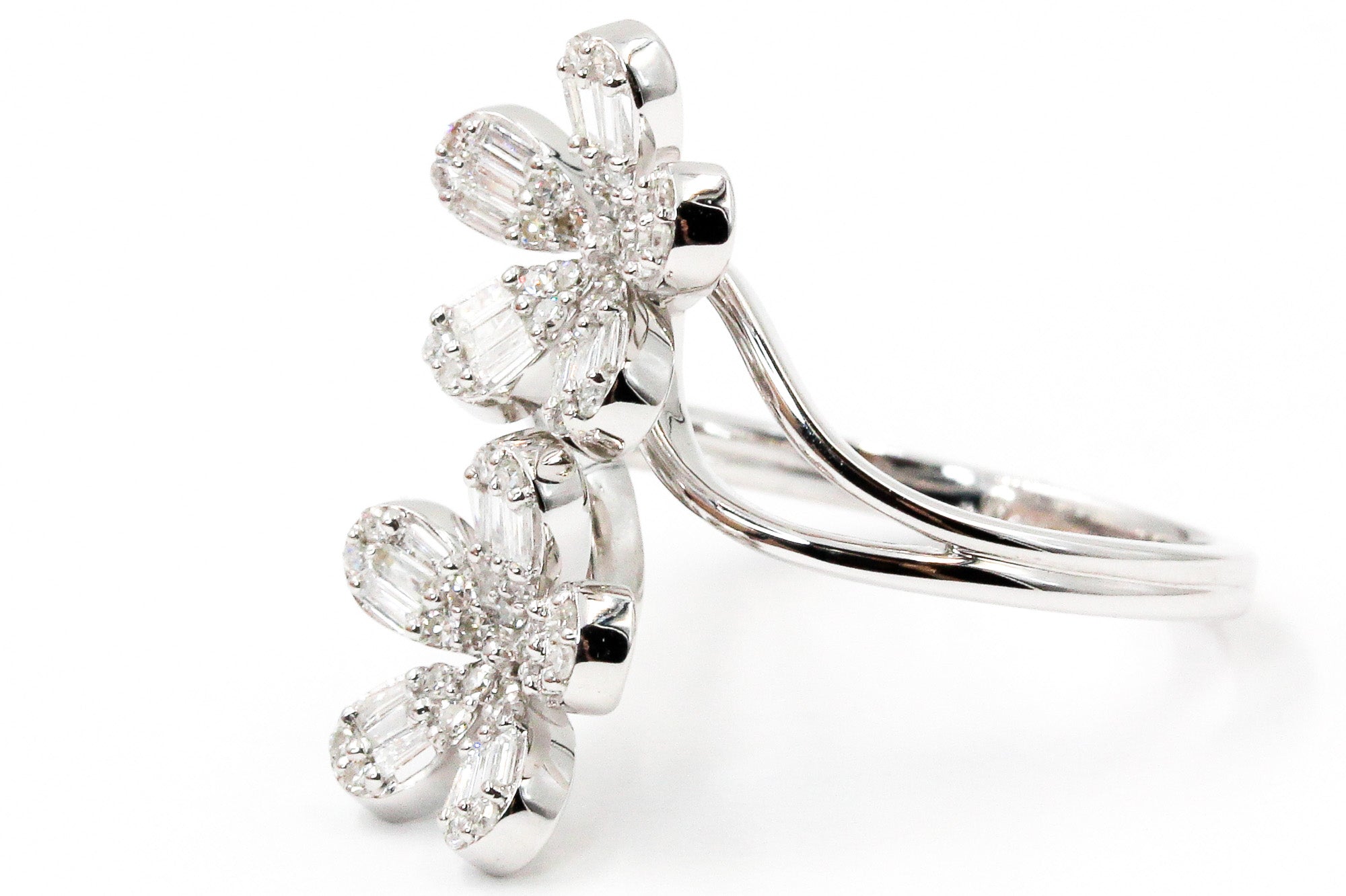 Diamond Flower Ring - 14k White Gold - 0.50ctw