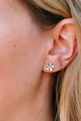 Diamond Flower Stud Earrings - 14k White Gold - 0.27ctw