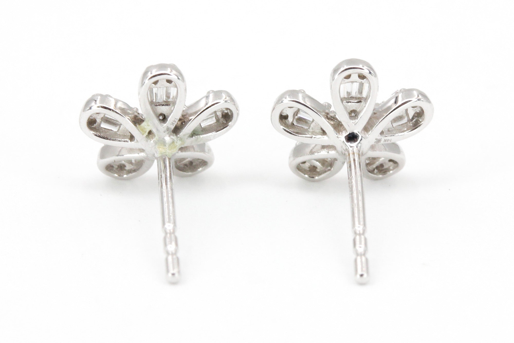 Diamond Flower Stud Earrings - 14k White Gold - 0.27ctw