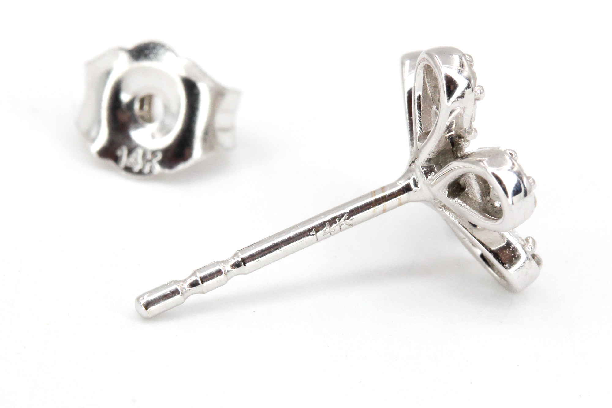 Diamond Flower Stud Earrings - 14k White Gold - 0.27ctw