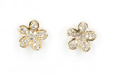 Diamond Flower Stud Earrings - 14k Yellow Gold - 0.16ctw