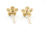 Diamond Flower Stud Earrings - 14k Yellow Gold - 0.16ctw