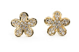 Diamond Flower Stud Earrings - 14k Yellow Gold - 0.16ctw