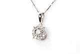 Diamond Halo Pendant Necklace - 14k White Gold - 0.19ctw