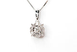 Diamond Halo Pendant Necklace - 14k White Gold - 0.19ctw
