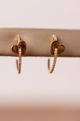 Diamond Heart Huggie Earrings - 14k Yellow Gold - 0.40ctw