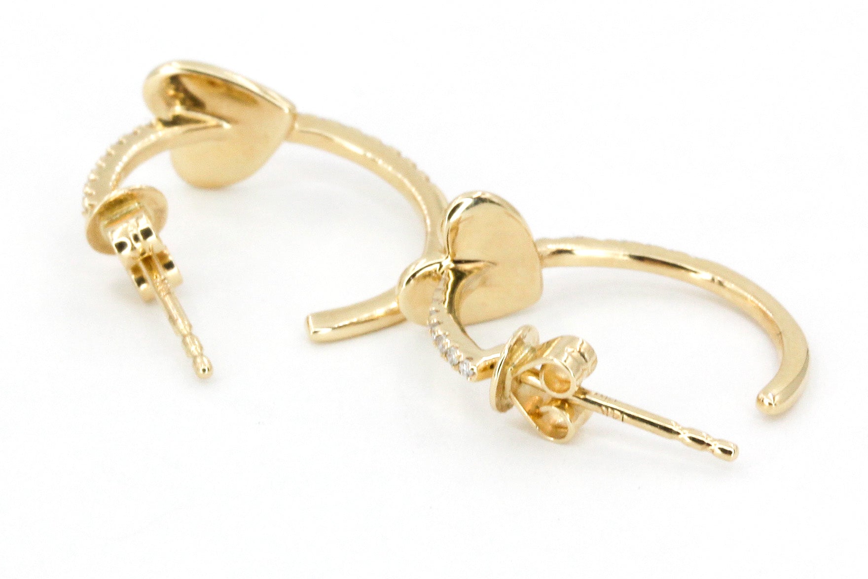 Diamond Heart Huggie Earrings - 14k Yellow Gold - 0.40ctw