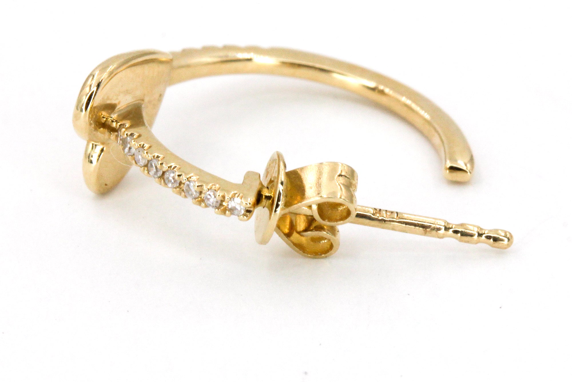 Diamond Heart Huggie Earrings - 14k Yellow Gold - 0.40ctw