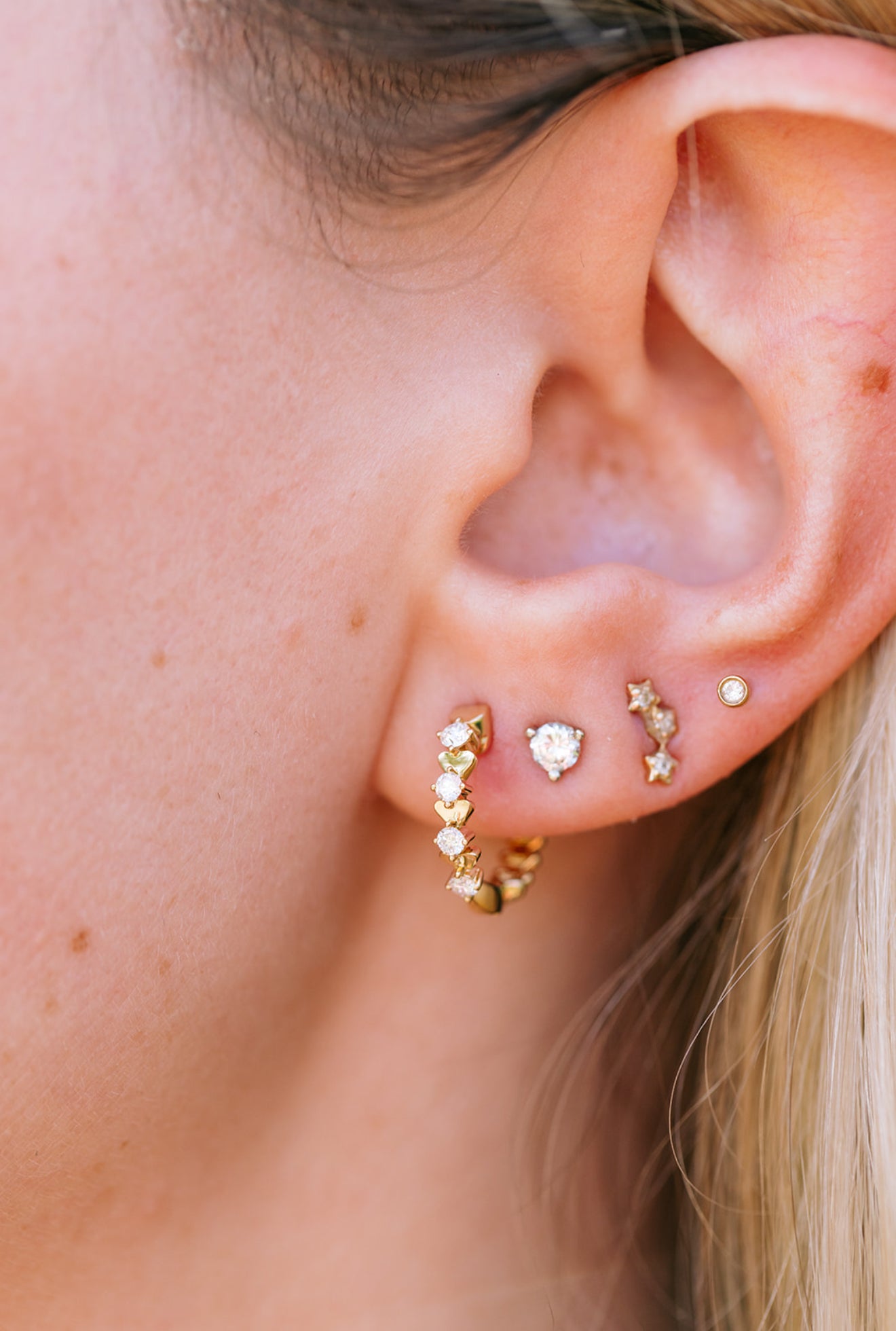 Diamond Heart Huggie Earrings - 14k Yellow Gold - 14mm - 0.25ctw