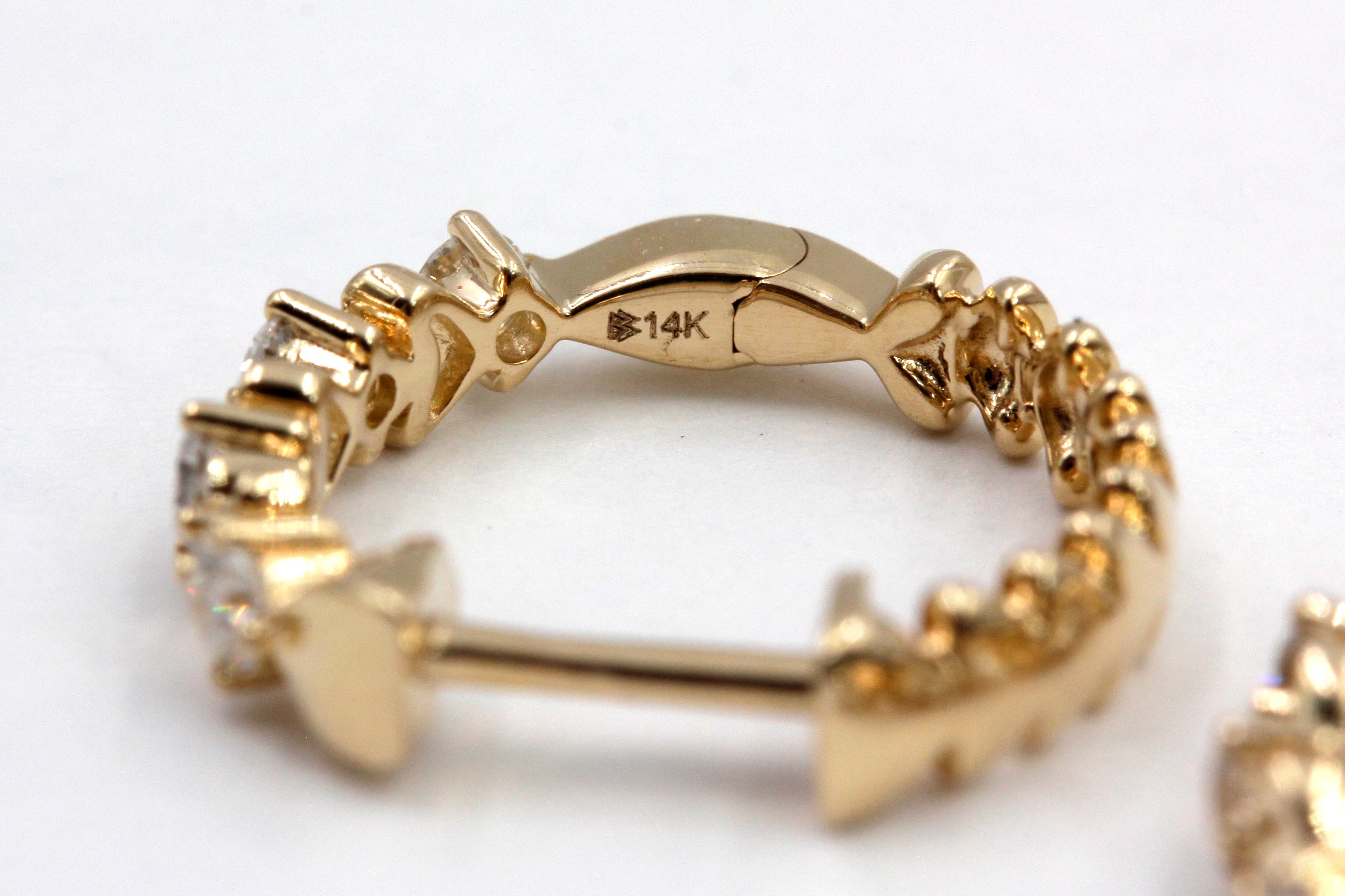 Diamond Heart Huggie Earrings - 14k Yellow Gold - 14mm - 0.25ctw