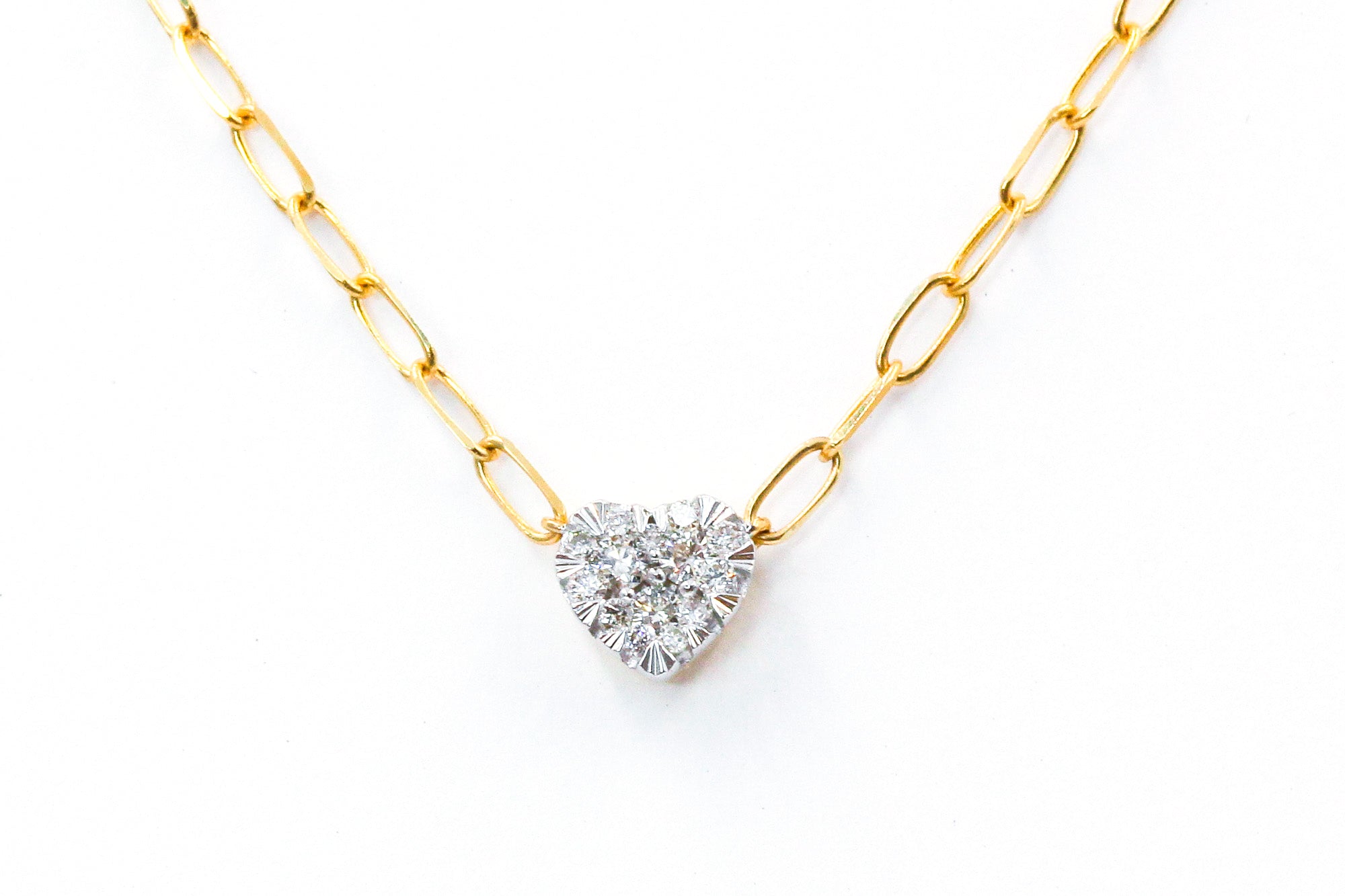Diamond Heart Necklace - 14k Yellow Gold - 0.10ctw