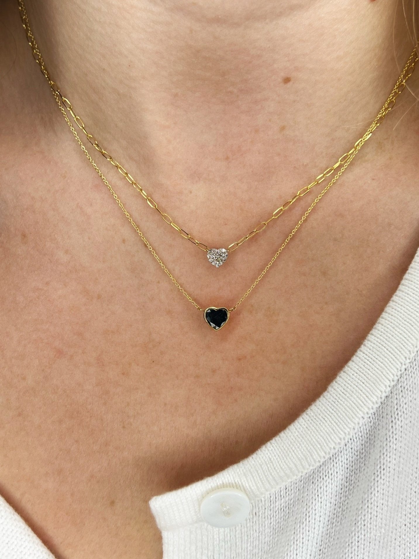 Sapphire Heart Necklace - 14k Yellow Gold - 0.80ctw