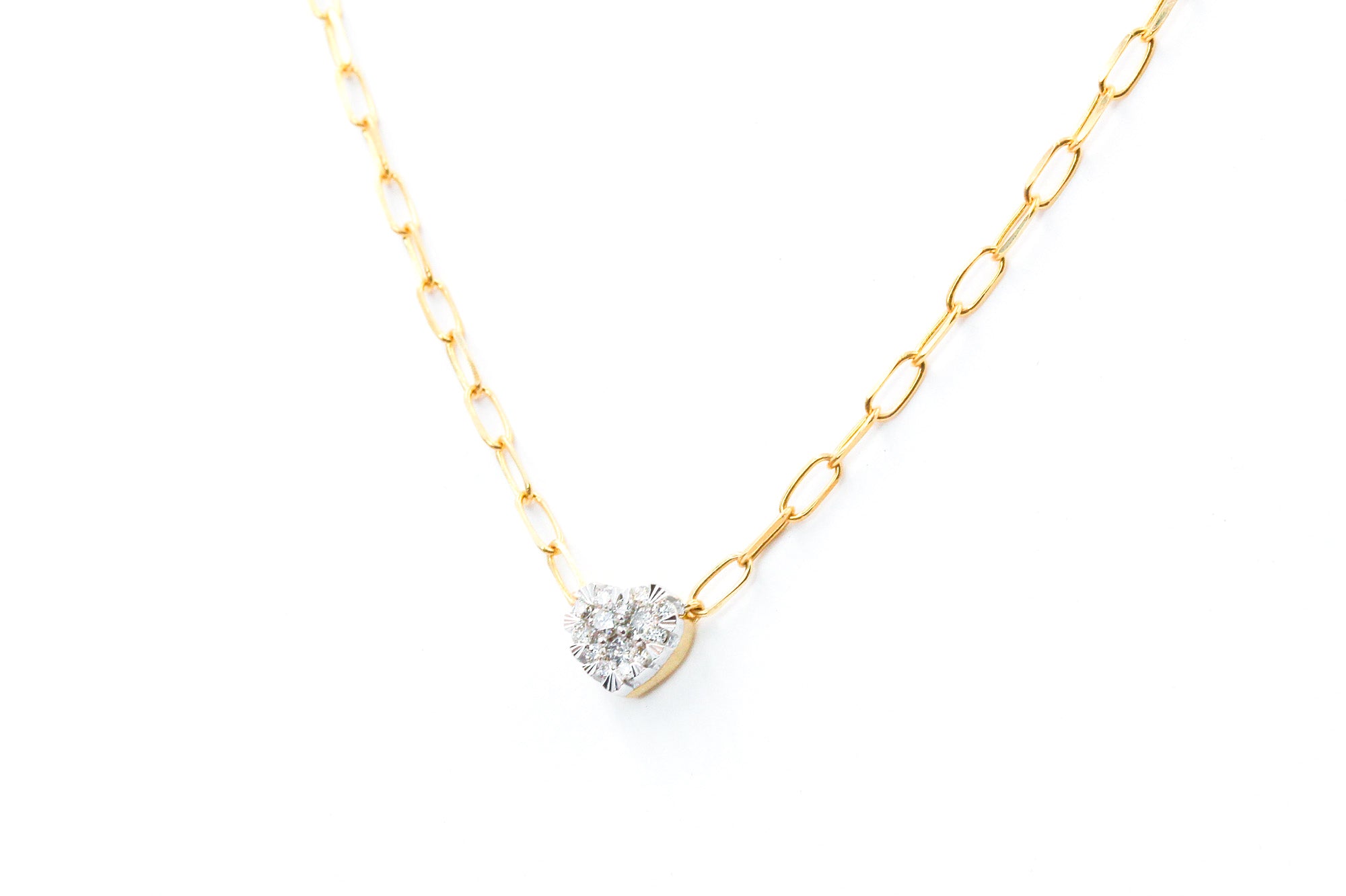 Diamond Heart Necklace - 14k Yellow Gold - 0.10ctw
