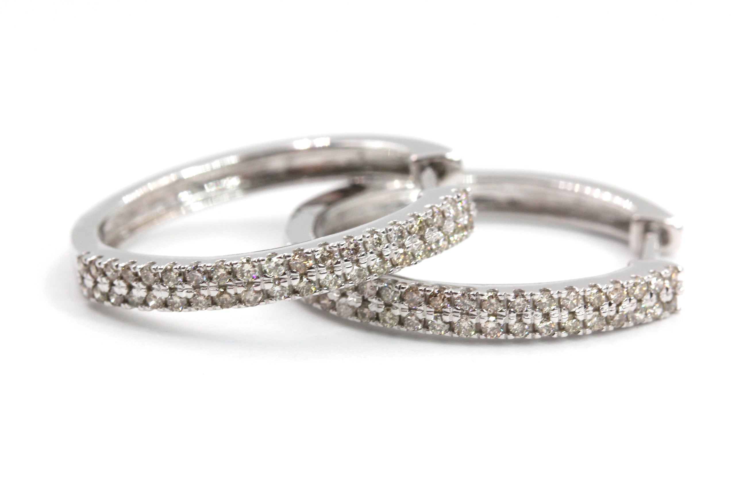 Diamond Hoop Earrings - 10k White Gold - 0.53ctw