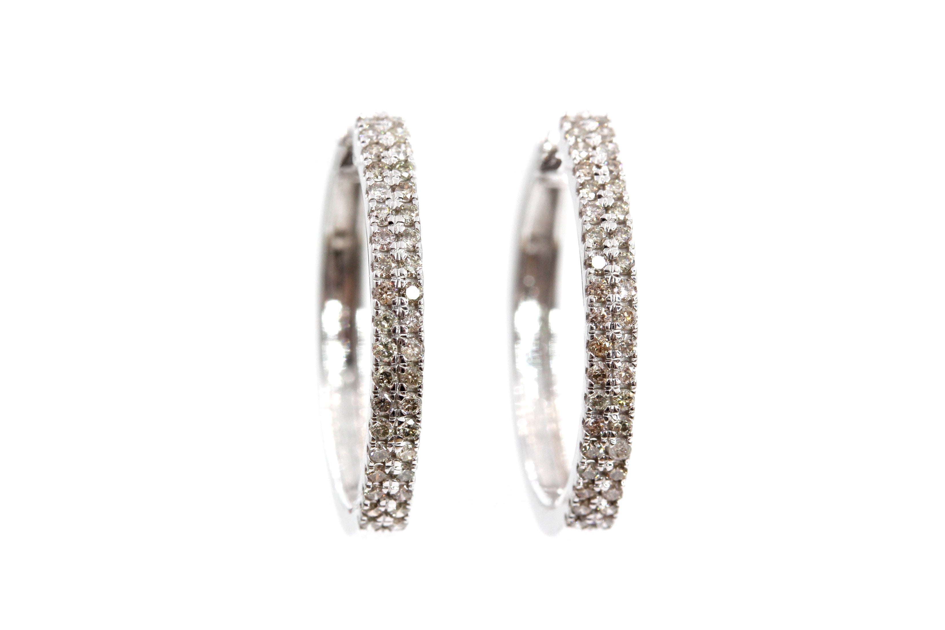 Diamond Hoop Earrings - 10k White Gold - 0.53ctw