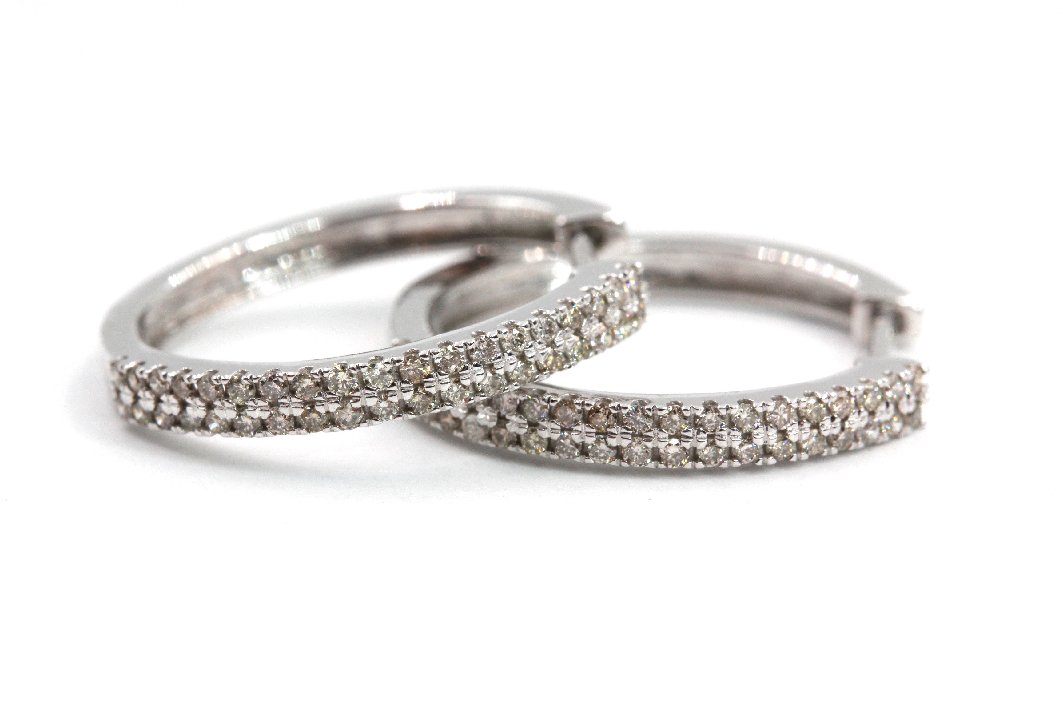 Diamond Hoop Earrings - 10k White Gold - 0.53ctw