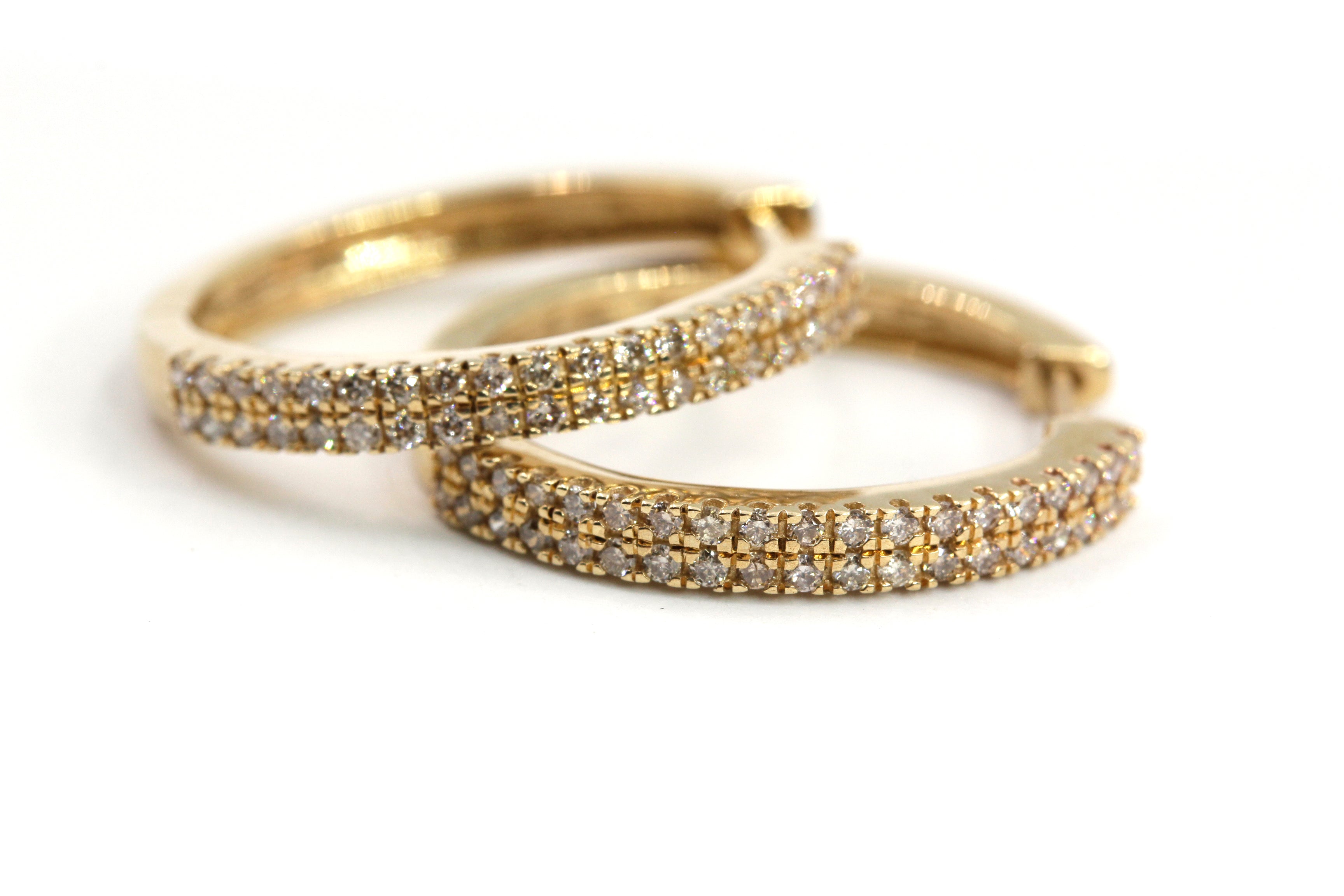 Diamond Hoop Earrings - 10k Yellow Gold - 0.53ctw