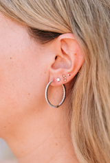 Diamond Hoop Earrings - 14k White Gold - 1.42ctw