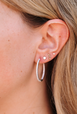 Diamond Hoop Earrings - 14k White Gold - 1.42ctw