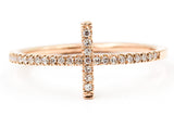 Diamond Horizonal Cross Ring - 14k Rose Gold - 0.12ctw