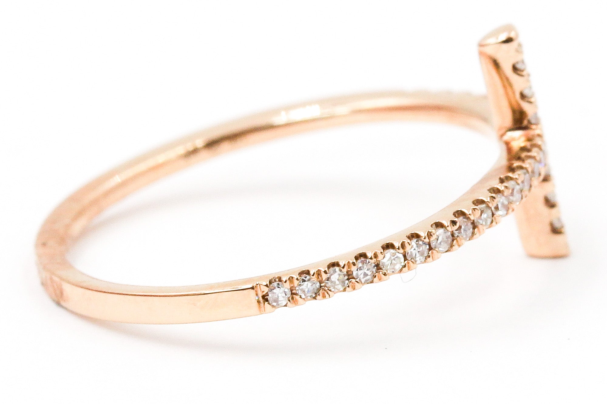 Diamond Horizonal Cross Ring - 14k Rose Gold - 0.12ctw
