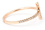Diamond Horizonal Cross Ring - 14k Rose Gold - 0.12ctw