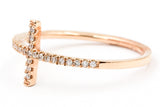 Diamond Horizonal Cross Ring - 14k Rose Gold - 0.12ctw