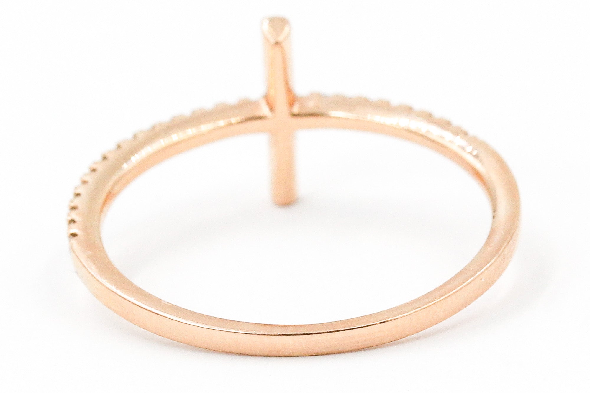 Diamond Horizonal Cross Ring - 14k Rose Gold - 0.12ctw
