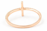 Diamond Horizonal Cross Ring - 14k Rose Gold - 0.12ctw