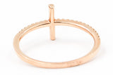 Diamond Horizonal Cross Ring - 14k Rose Gold - 0.12ctw