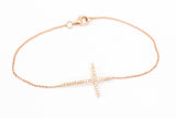 Diamond Horizontal Cross Bracelet - 14k Rose Gold - 0.22ctw