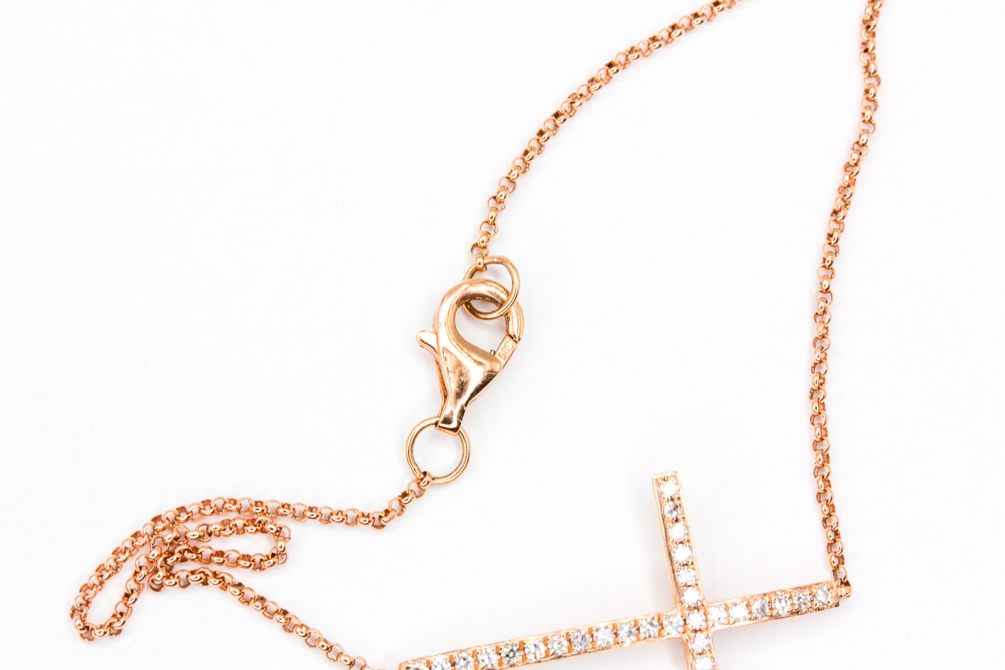 Diamond Horizontal Cross Bracelet - 14k Rose Gold - 0.22ctw