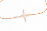 Diamond Horizontal Cross Bracelet - 14k Rose Gold - 0.22ctw