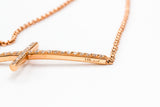 Diamond Horizontal Cross Bracelet - 14k Rose Gold - 0.22ctw