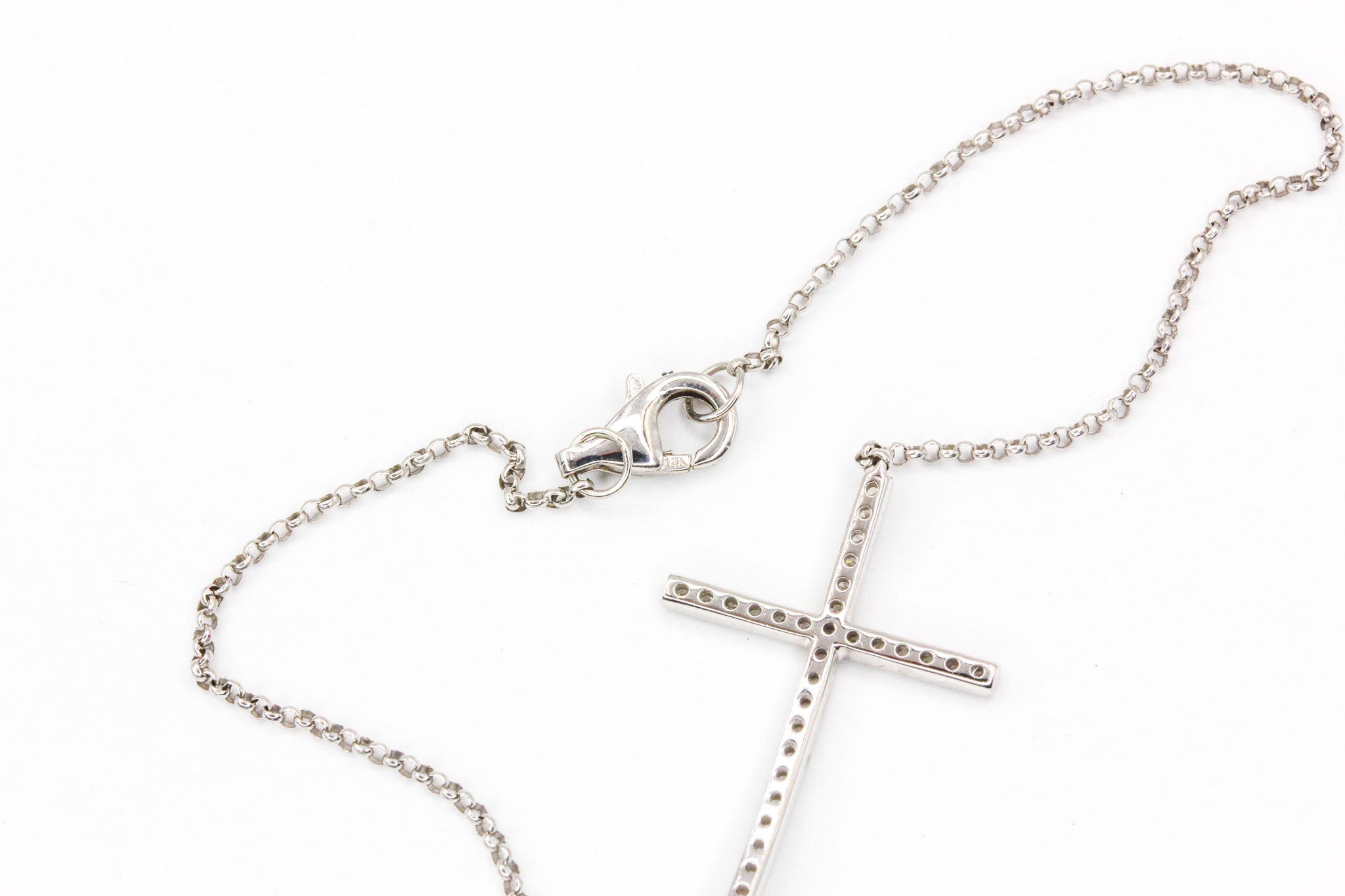 Diamond Horizontal Cross Bracelet - 14k White Gold - 0.22ctw