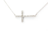 Diamond Horizontal Cross Necklace - 14k White Gold - 0.10ctw