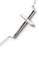Diamond Horizontal Cross Necklace - 14k White Gold - 0.10ctw
