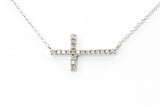 Diamond Horizontal Cross Necklace - 14k White Gold - 0.10ctw