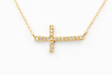 Diamond Horizontal Cross Necklace - 14k Yellow Gold - 0.10ctw