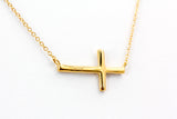Diamond Horizontal Cross Necklace - 14k Yellow Gold - 0.10ctw