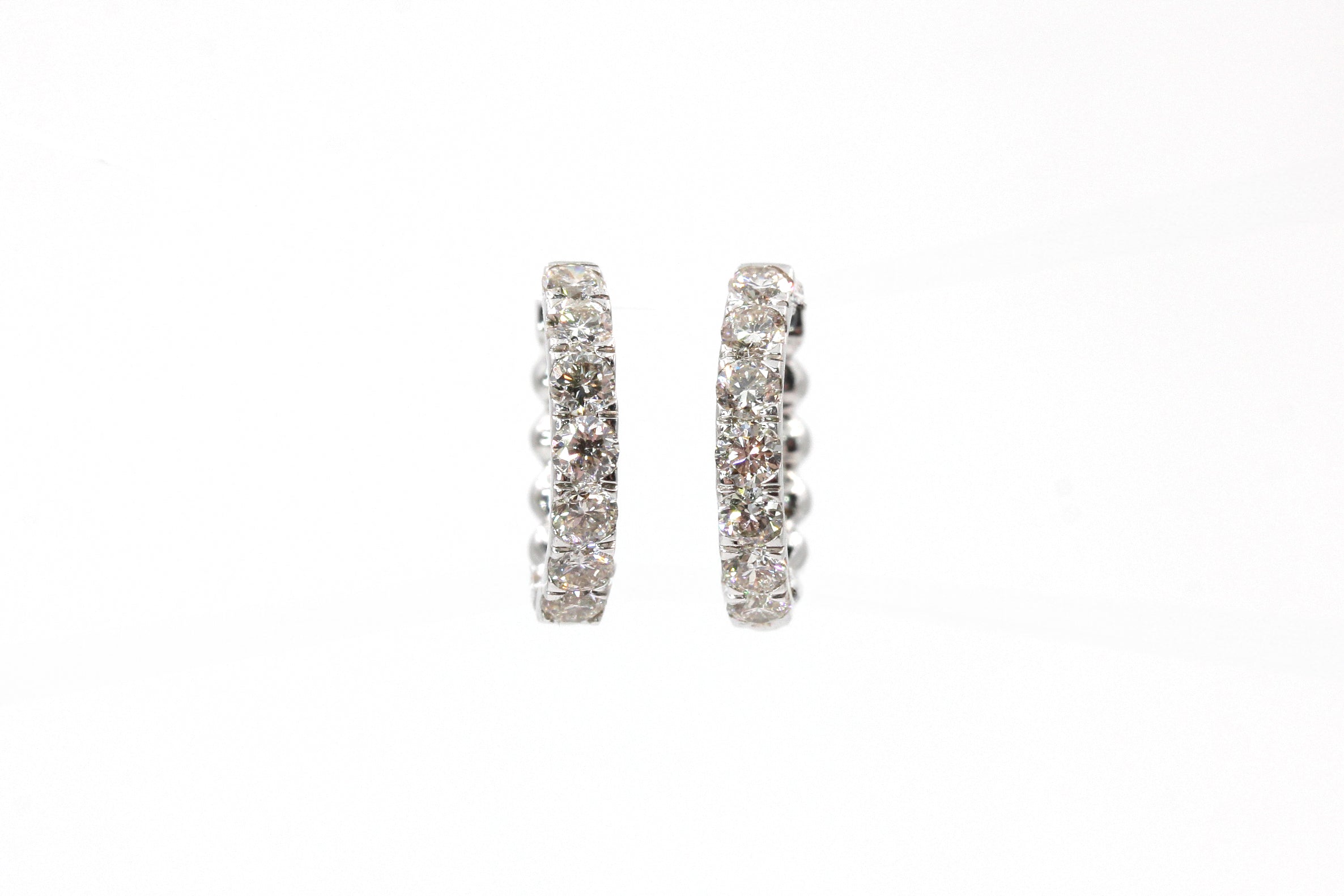 Diamond Huggie Earrings - 14k White Gold - 12mm - 0.14ctw